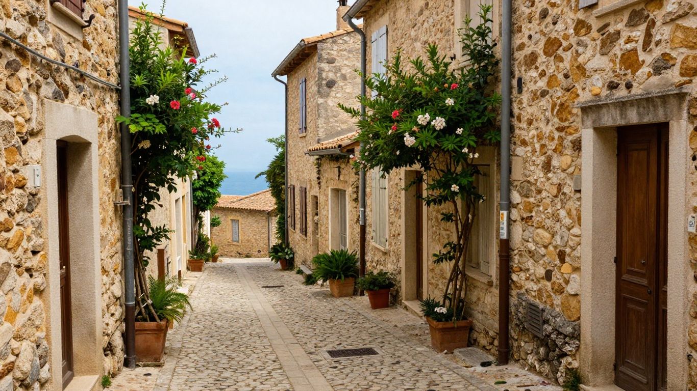 Stone lanes winding through Èze’s medieval hilltop center