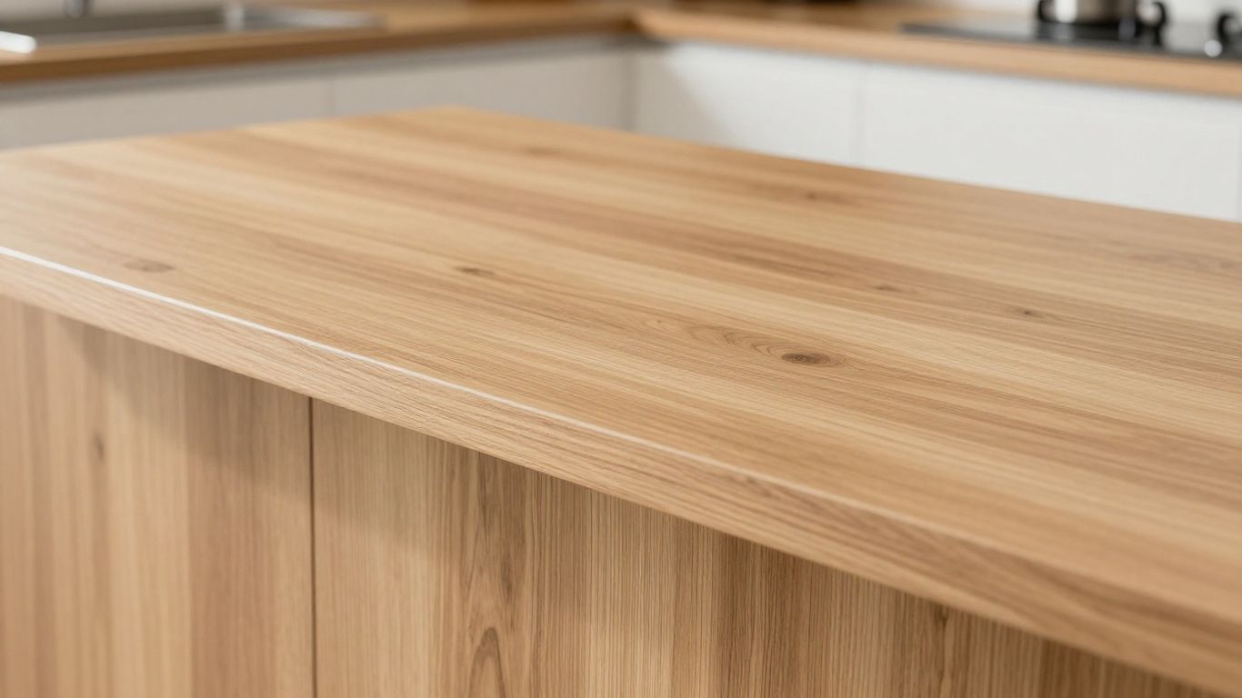Stylish laminate wood kitchen worktop with natural grain