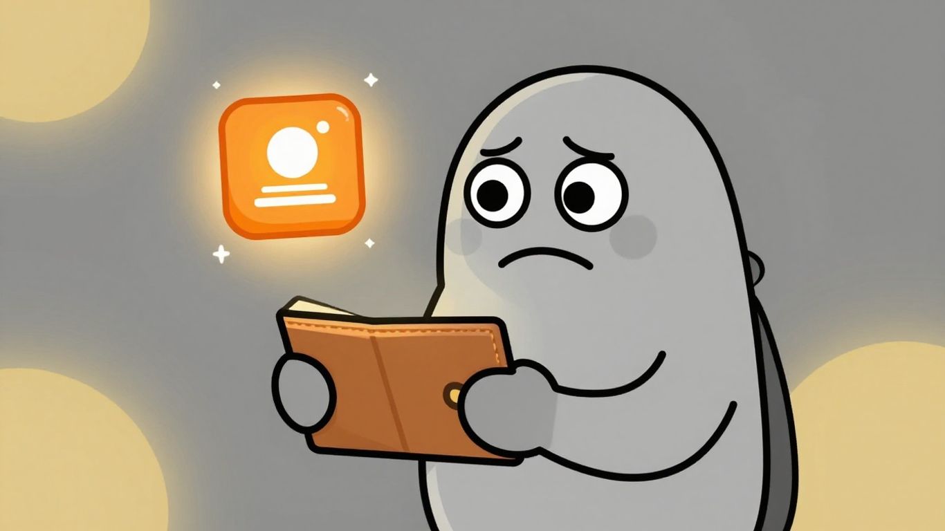 Cartoon character holding wallet near emergency loan icon.