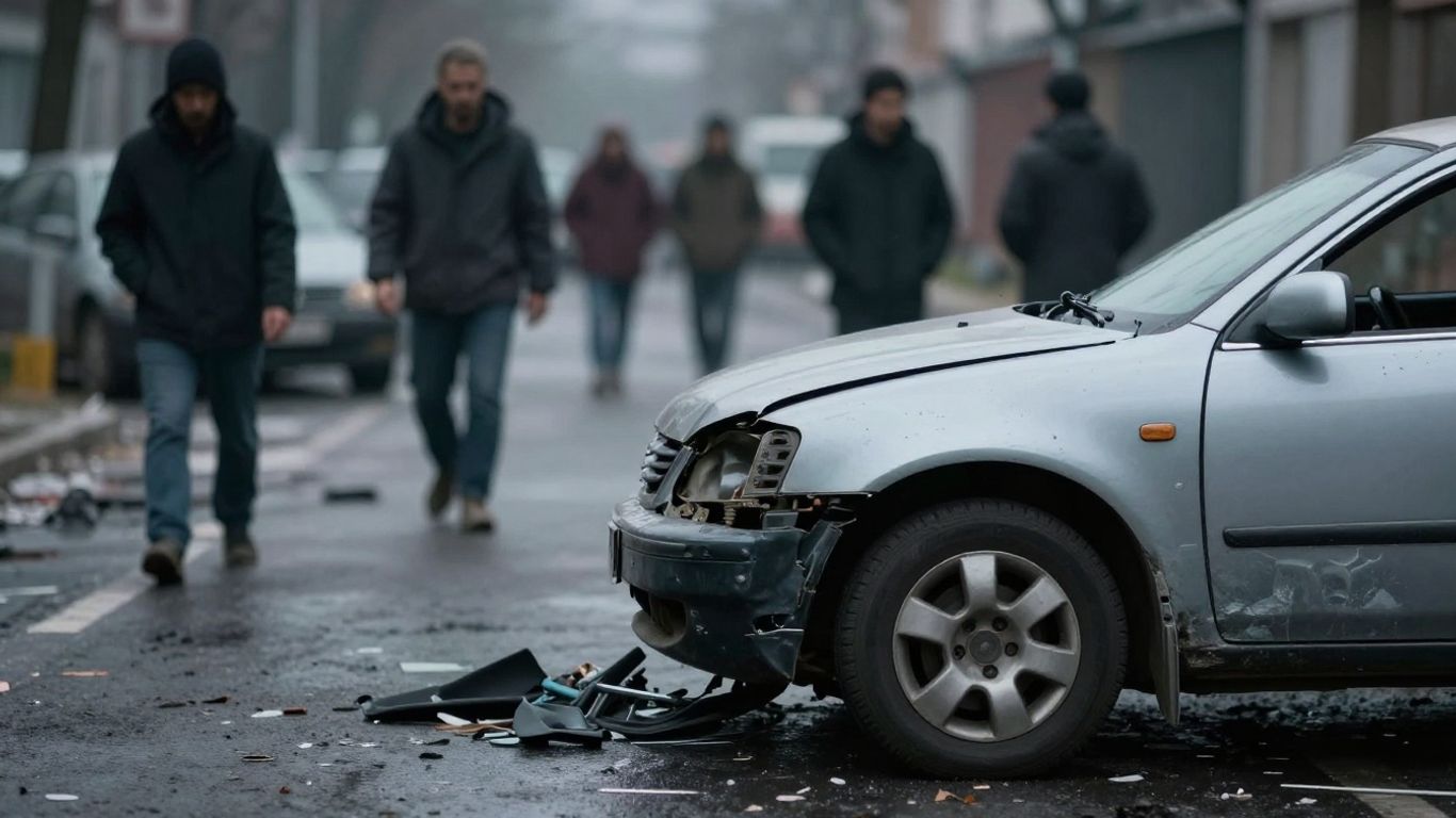 Damaged car after a car accident.