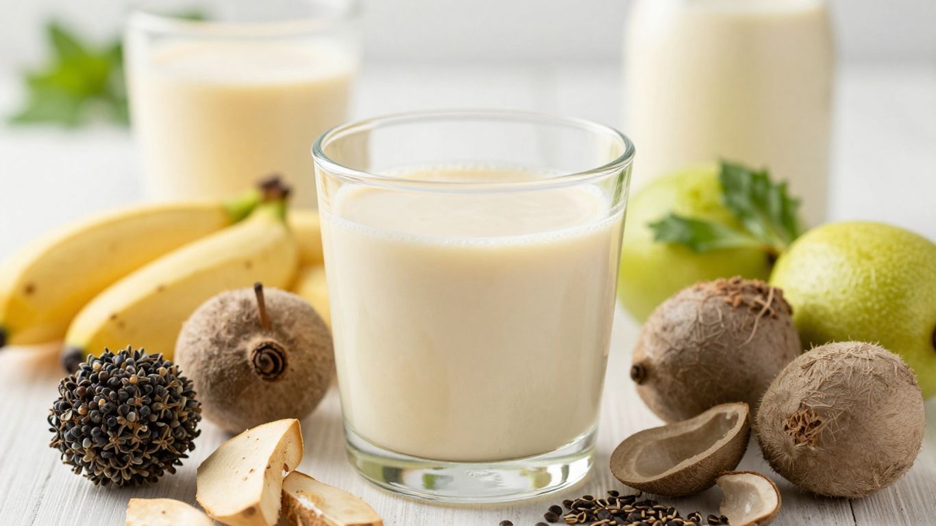 Herbalife shake ingredients and a prepared shake.