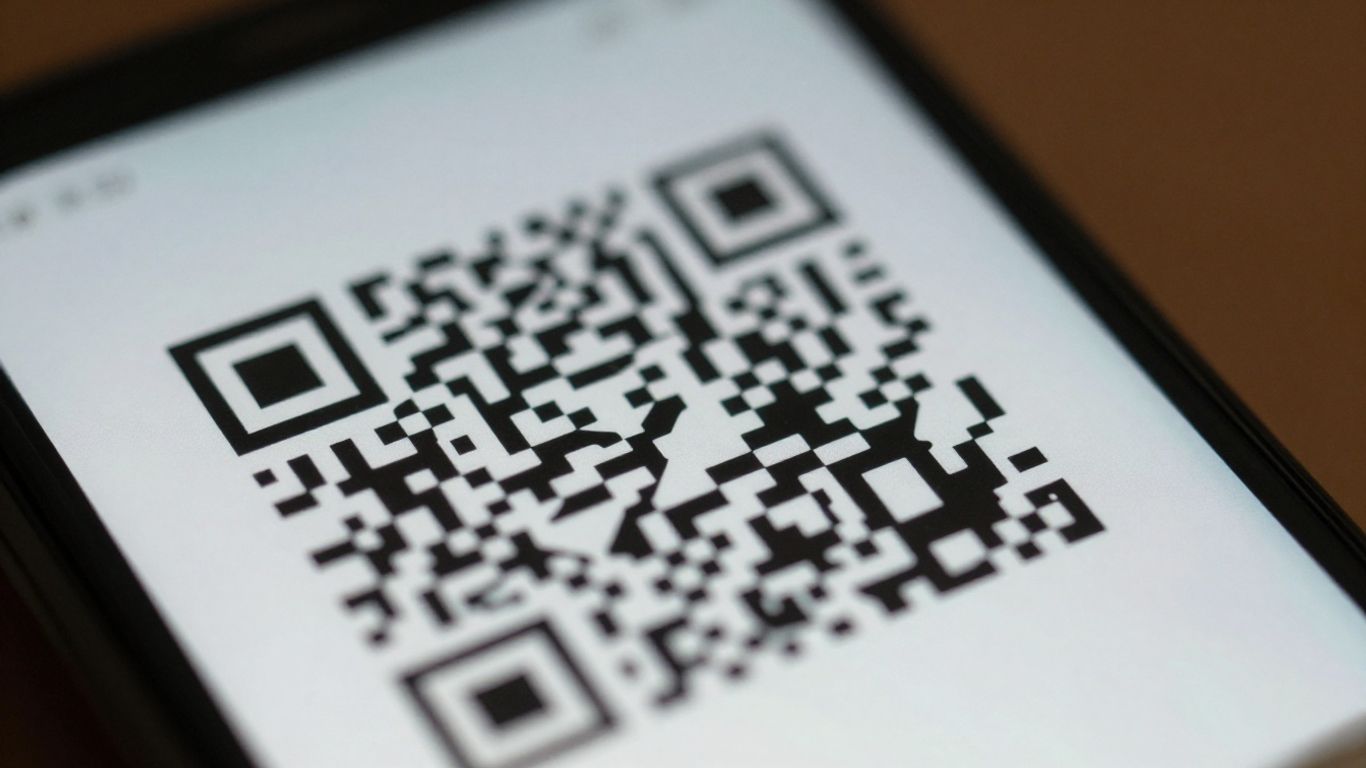 Smartphone displaying a QR code.