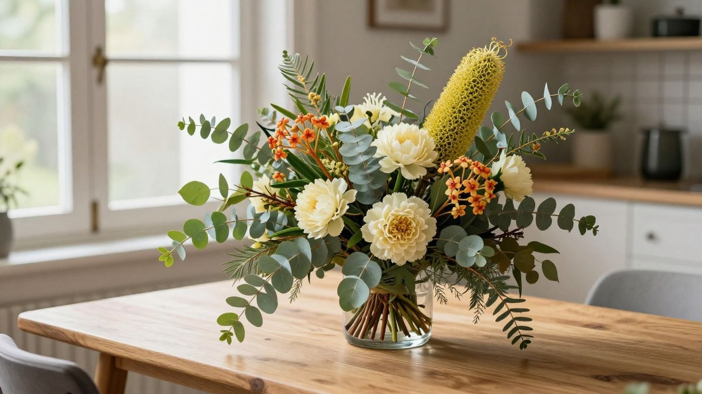 Seasonal native bouquet on a bright table