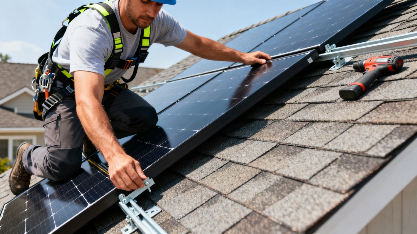 Panneaux solaires sur une toiture résidentielle