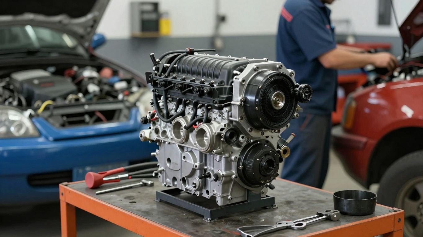 Isuzu engine for sale in Geelong workshop.