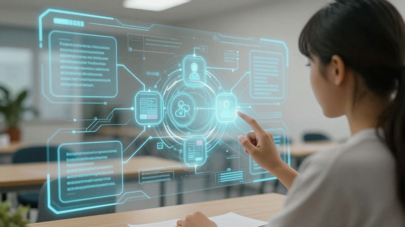 Student using AI learning system interface