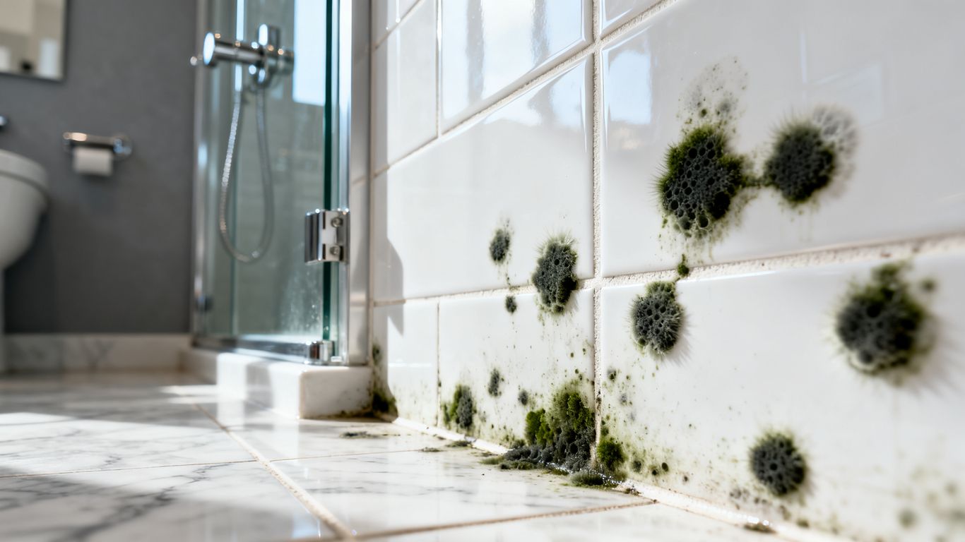 Moisture damage in an apartment bathroom