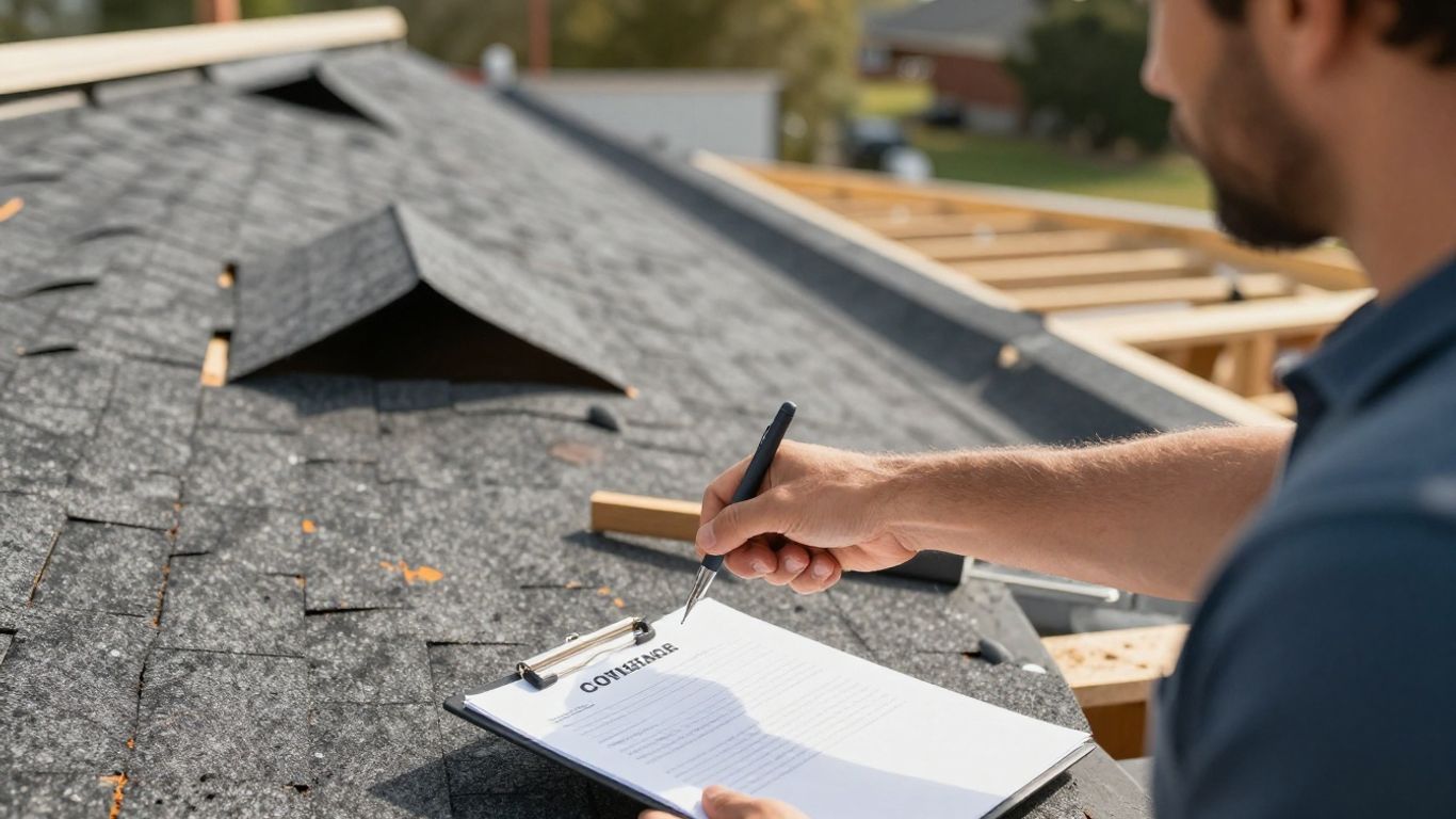 Homeowner and roofer shake hands over contract.