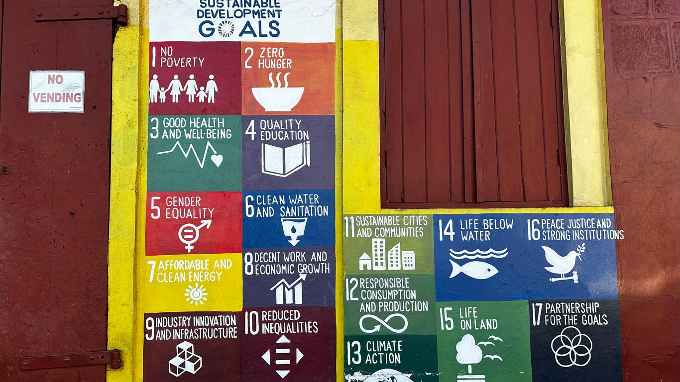 a building with a sign on the side of it