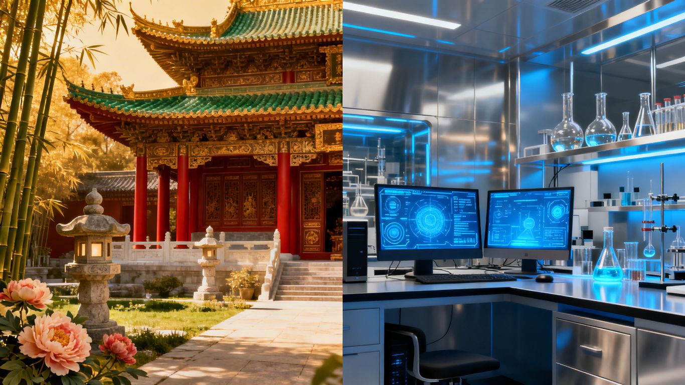 風水與科學的視覺對比圖