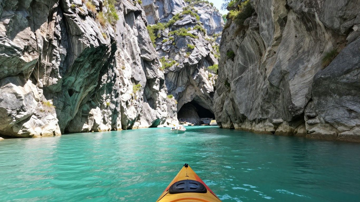 Turquoise lake below the Verdon canyon