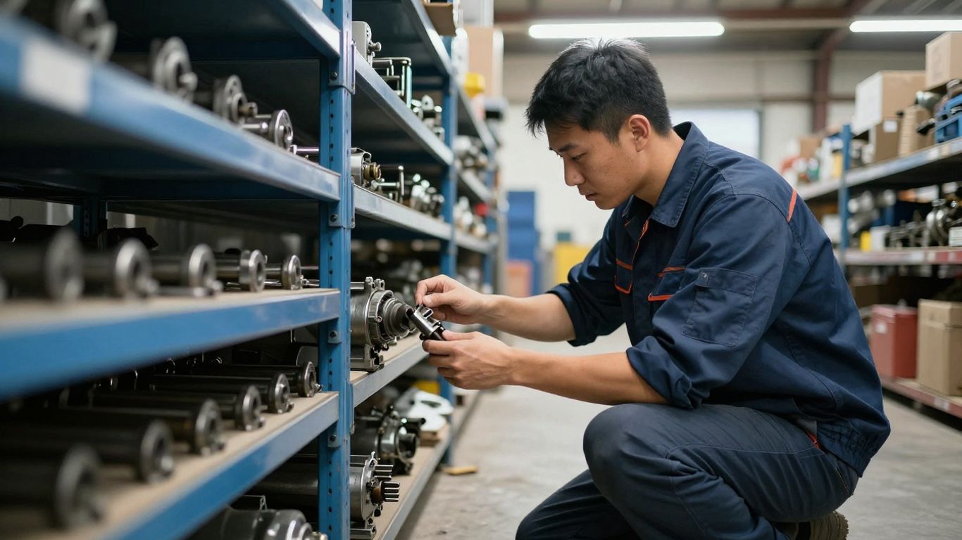 Professional technician inspecting salvaged engine components