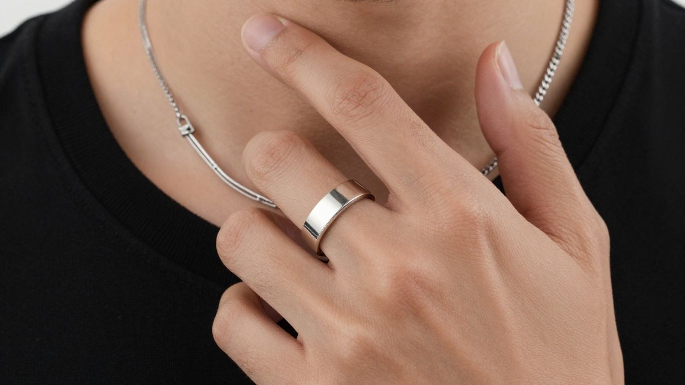 Stylish men's jewellery on a hand.