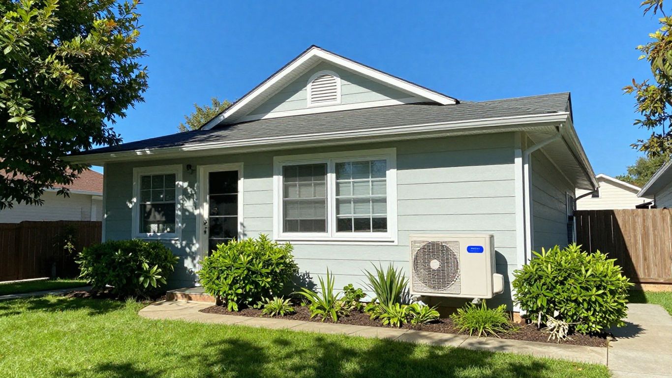 House with AC unit on a hot summer day.