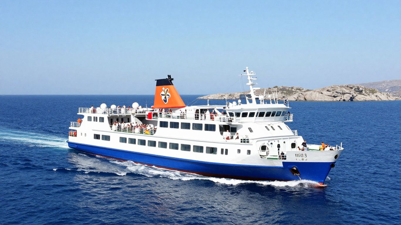 Greek ferry crossing blue Aegean waters
