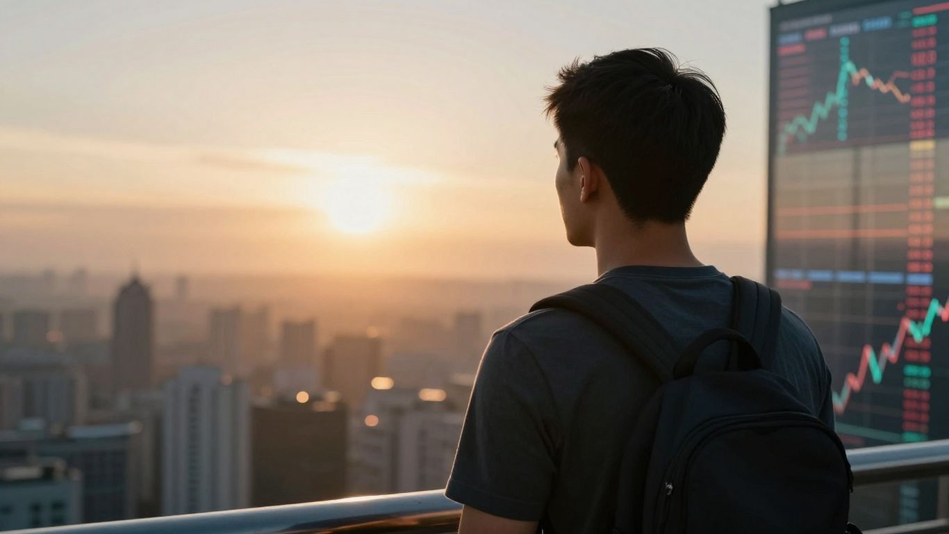 Trader looking towards a bright horizon
