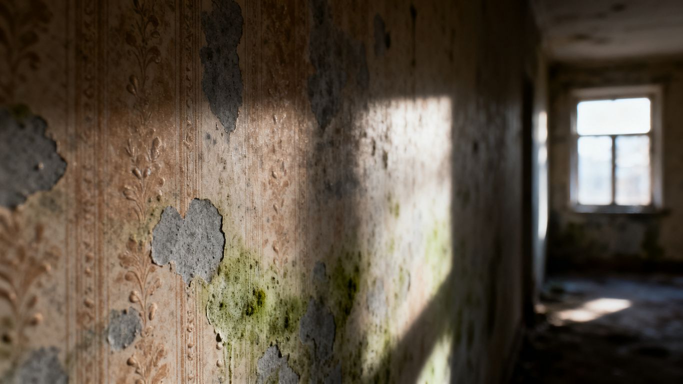A damp corner showing signs of mold growth