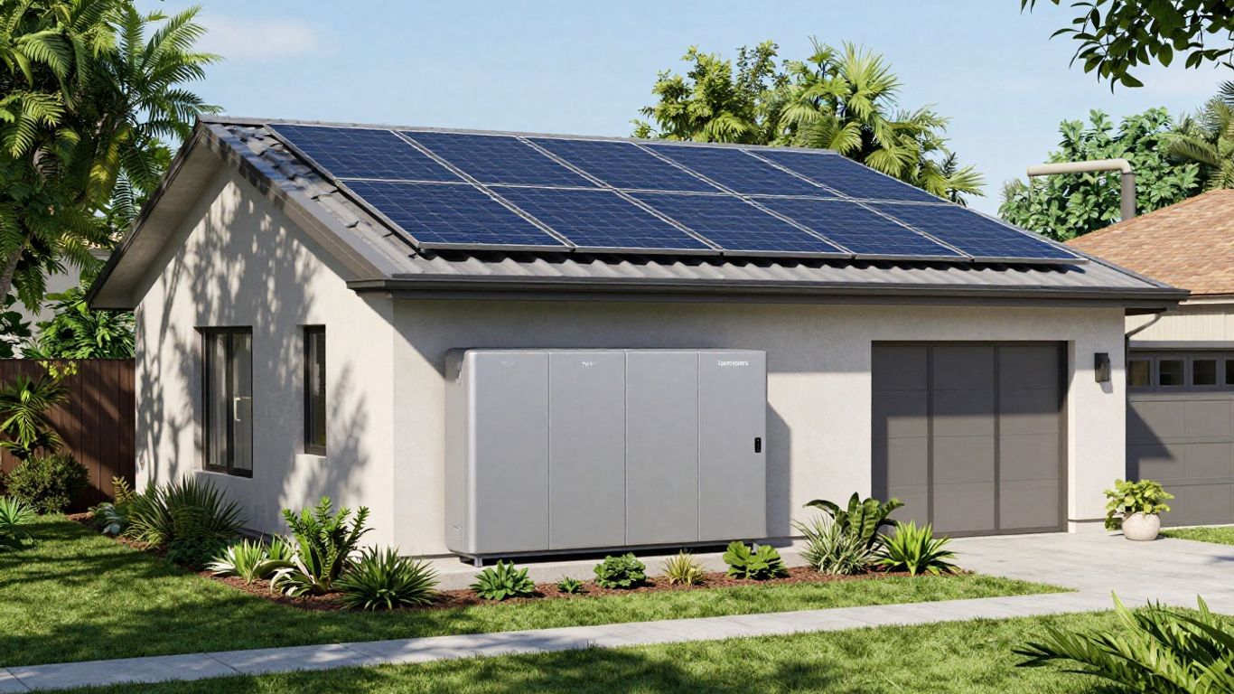 California home with Tesla Powerwall and solar panels.