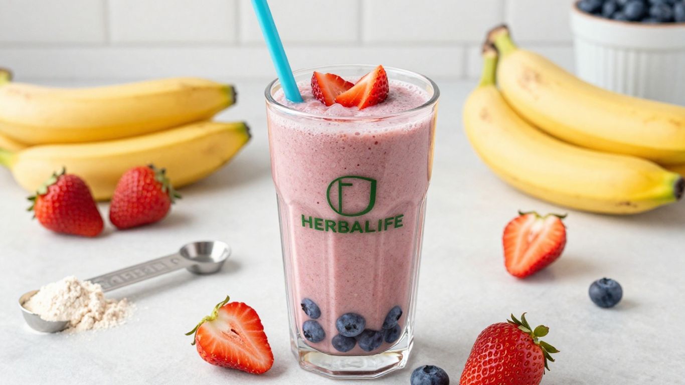 F1 Herbalife shake with fruits and protein powder