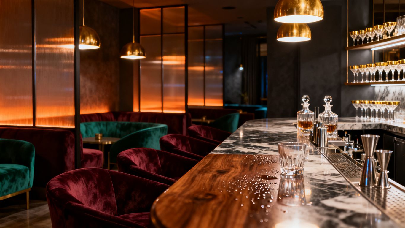 The sophisticated bar area at The Afro Eatery Lounge