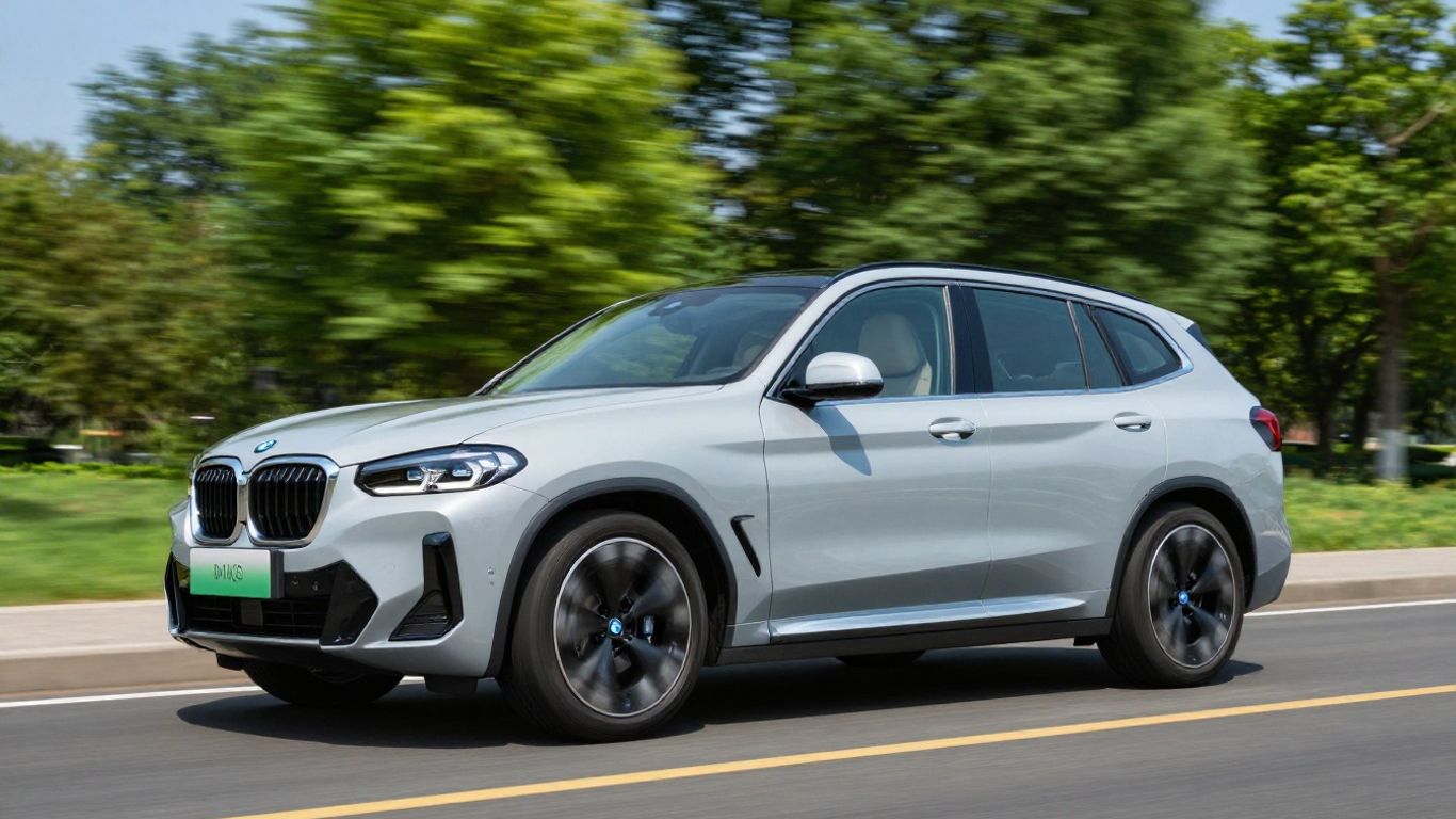 BMW iX3 Elektroauto fährt auf einer Straße