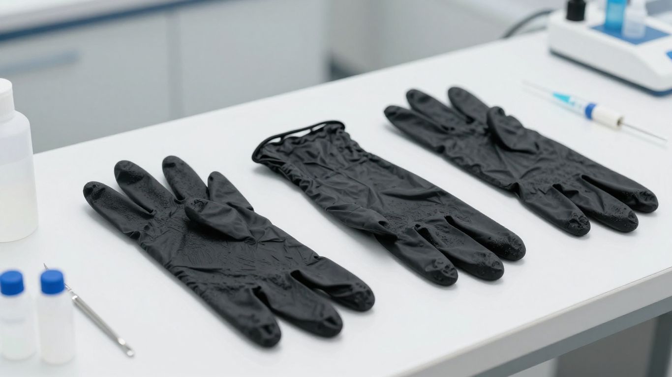 Professionelle Anwendung schwarzer Handschuhe
