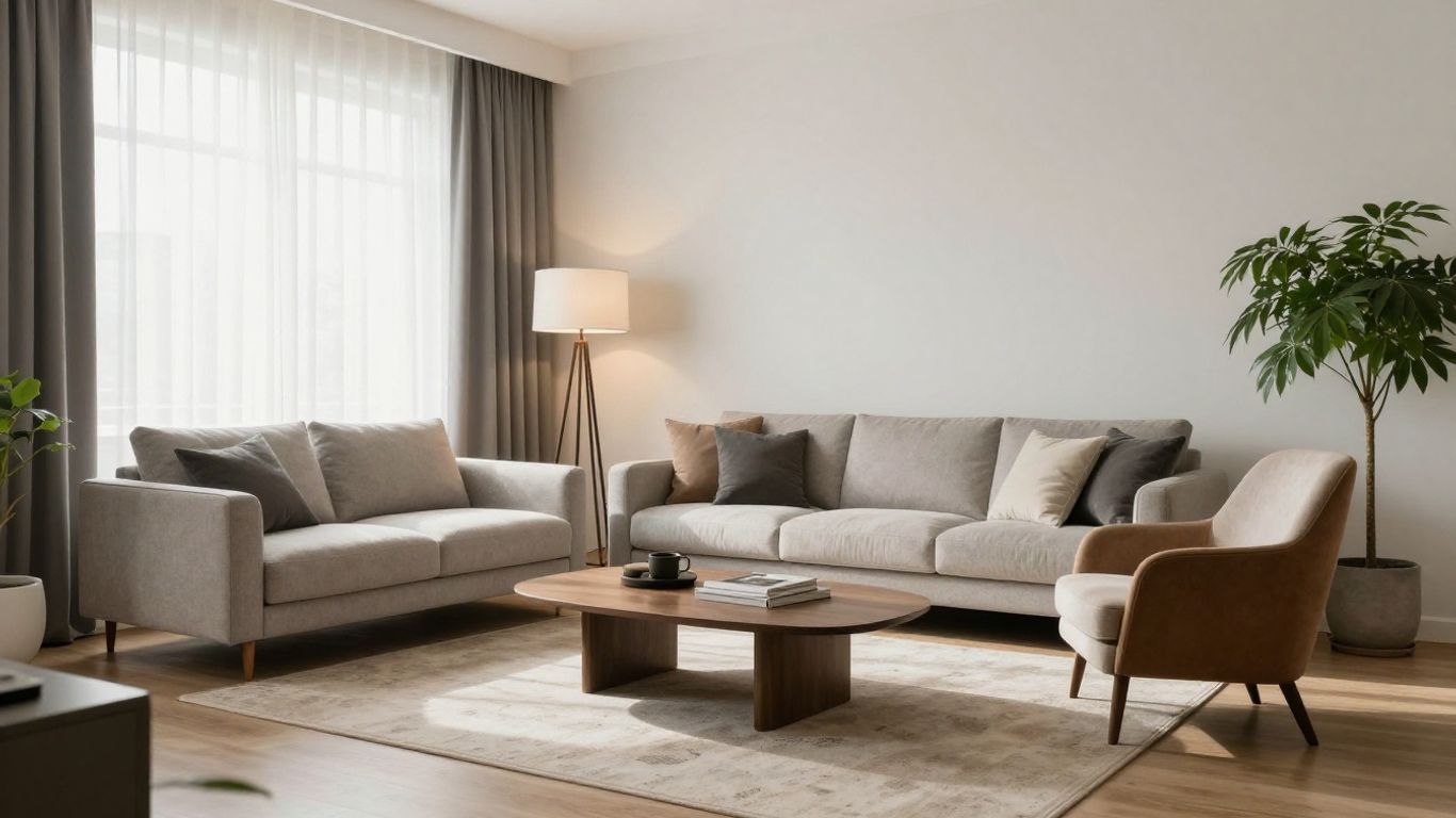 Modern living room with furniture packages.