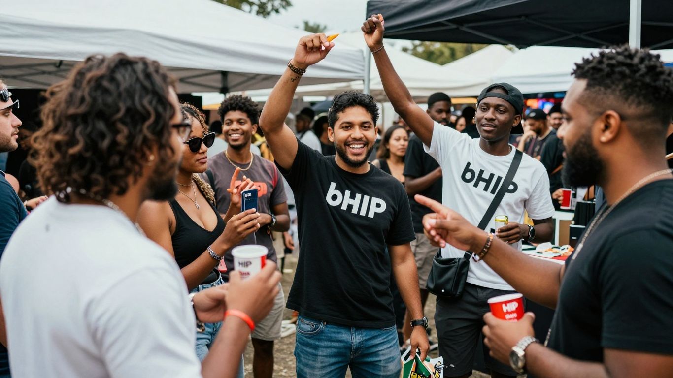 Logo de bHIP y personas celebrando el éxito.
