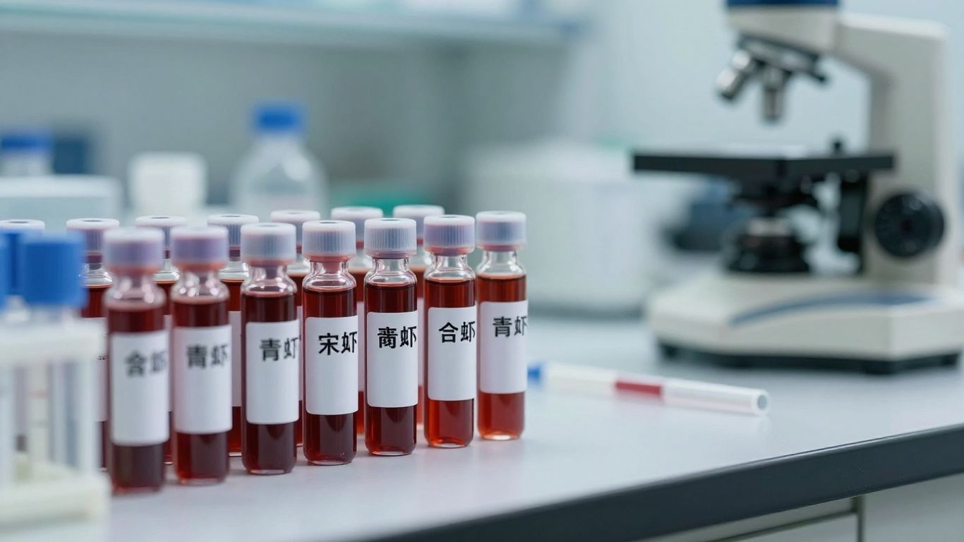 CMP blood test vials and medical equipment.