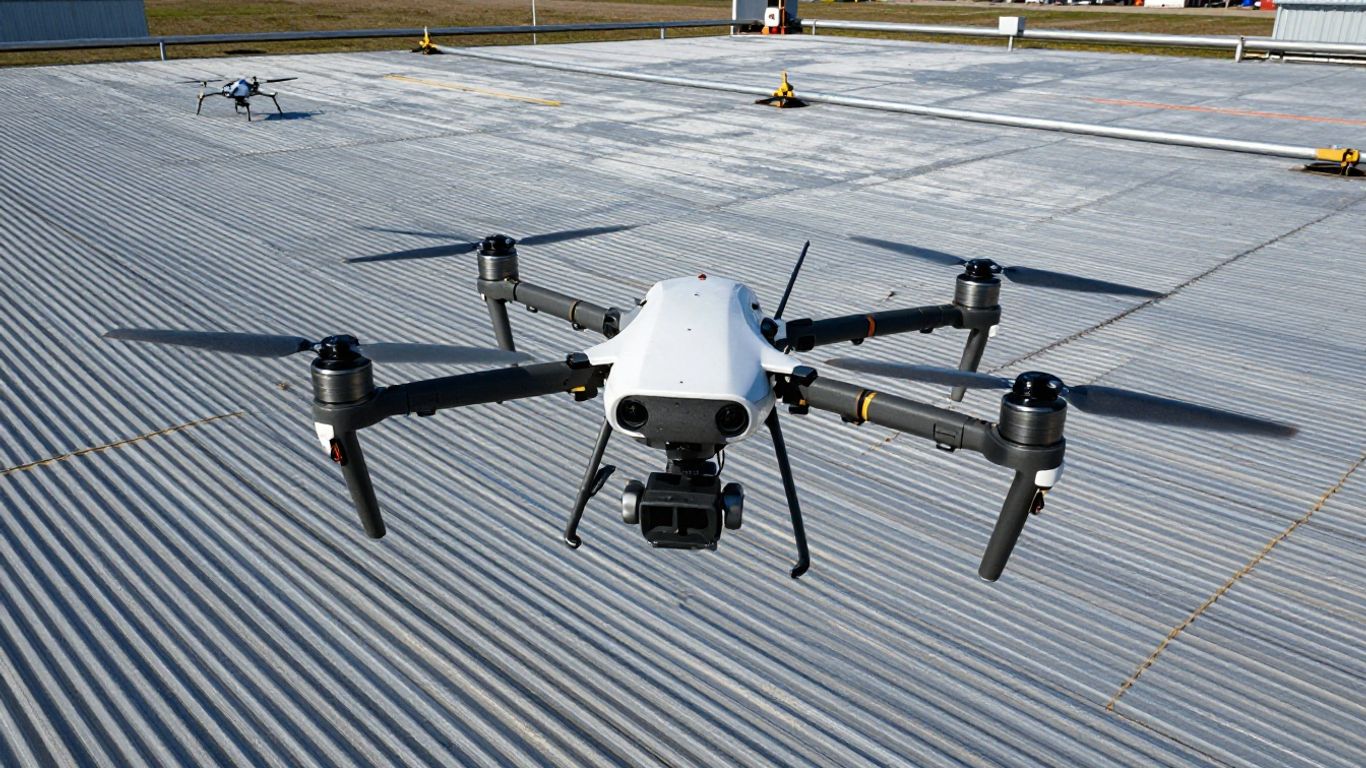 Drone surveying industrial facility
