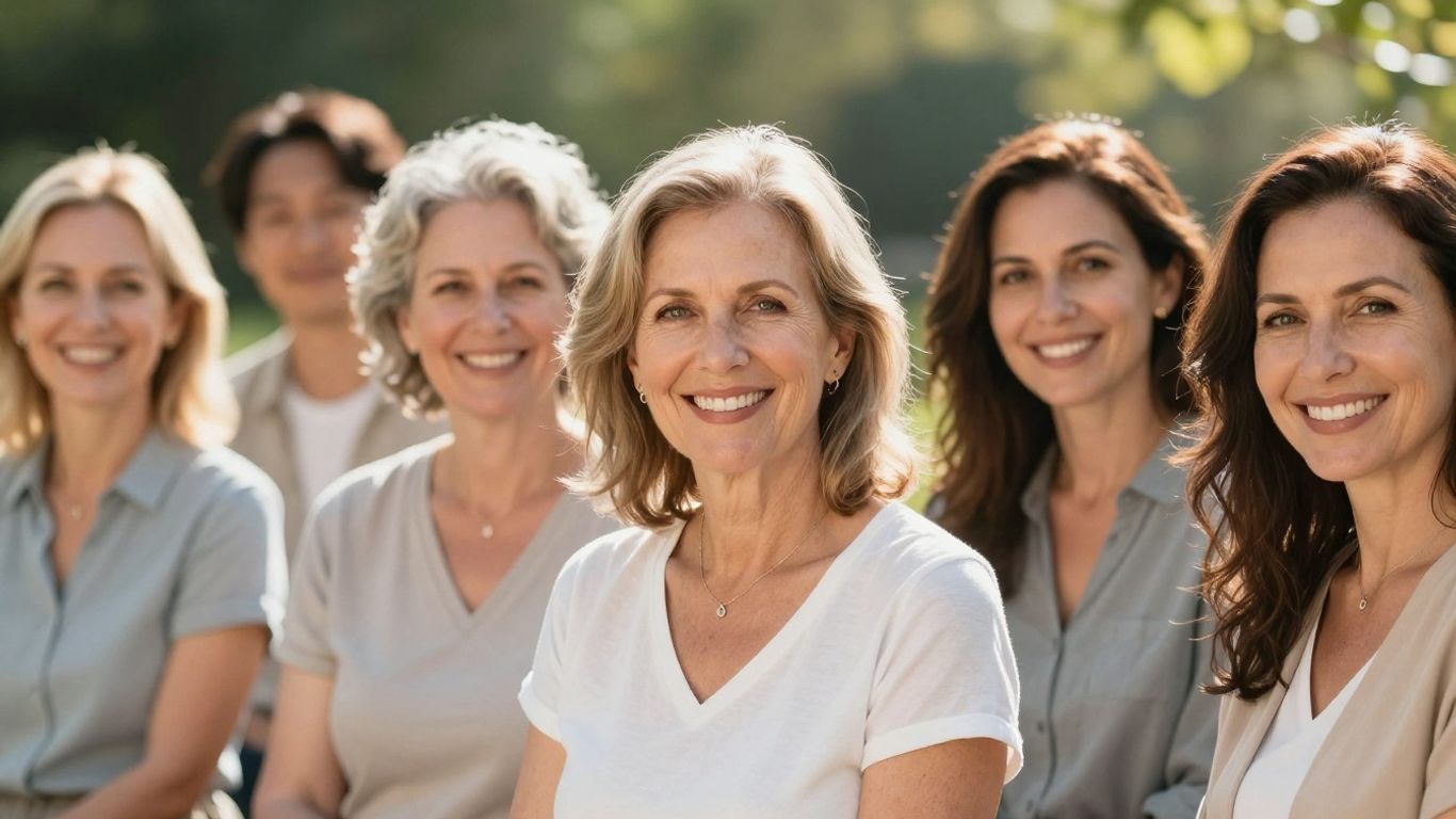 Confident middle-aged women together in natural outdoor setting