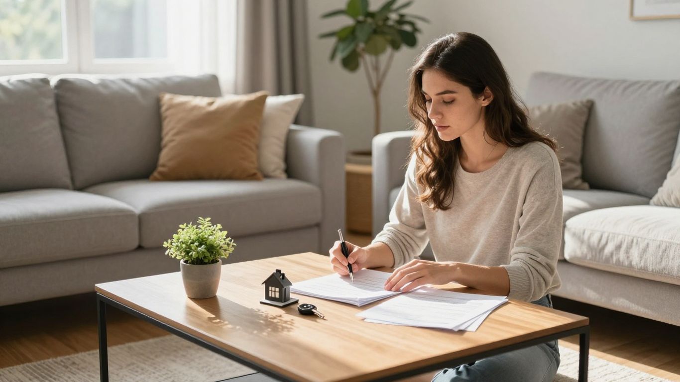 Persona revisando documentos de seguro de hogar