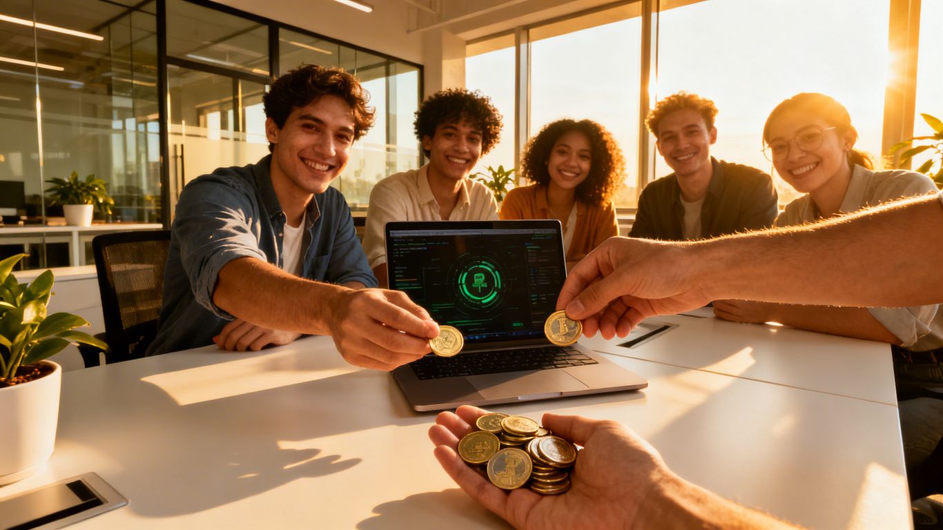 Workers receiving wage subsidies in a modern office.