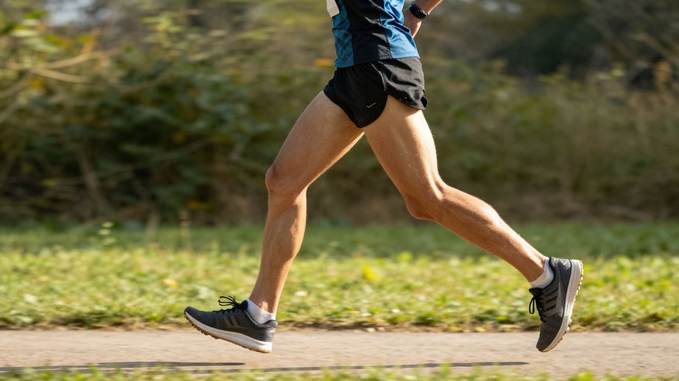 Runner in stride on a trail