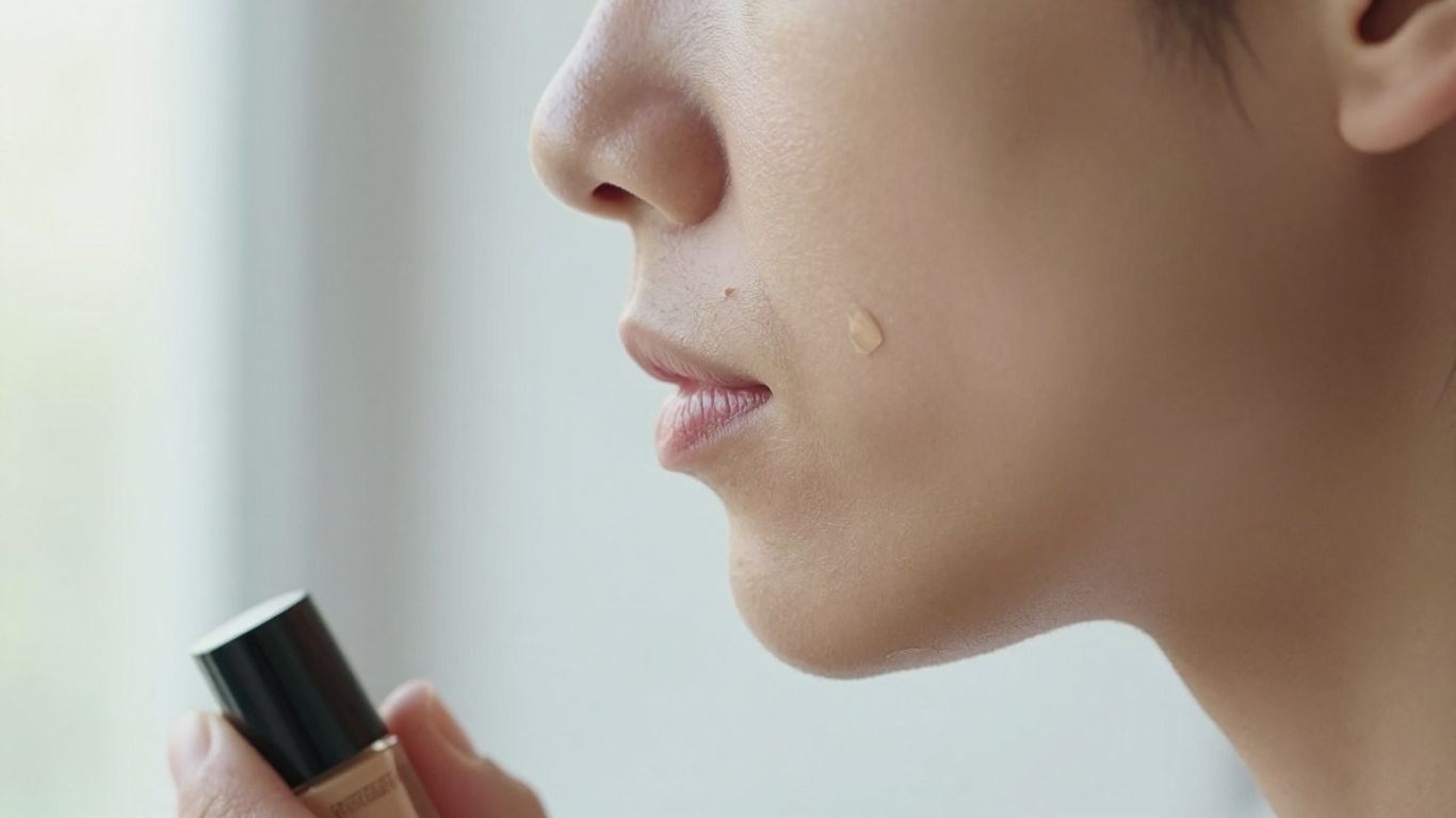 Testing foundation shades on the jawline