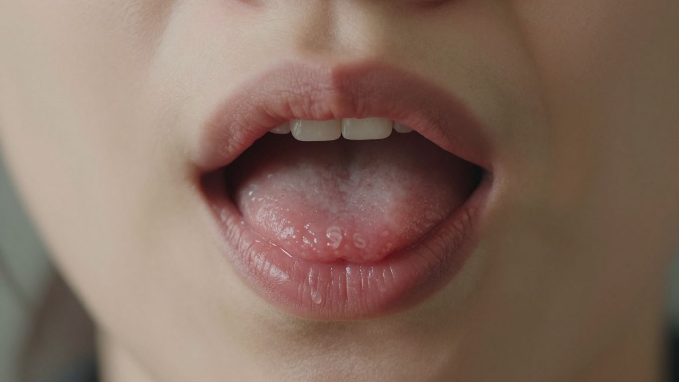 Close-up of mouth forming the 'ss' sound.