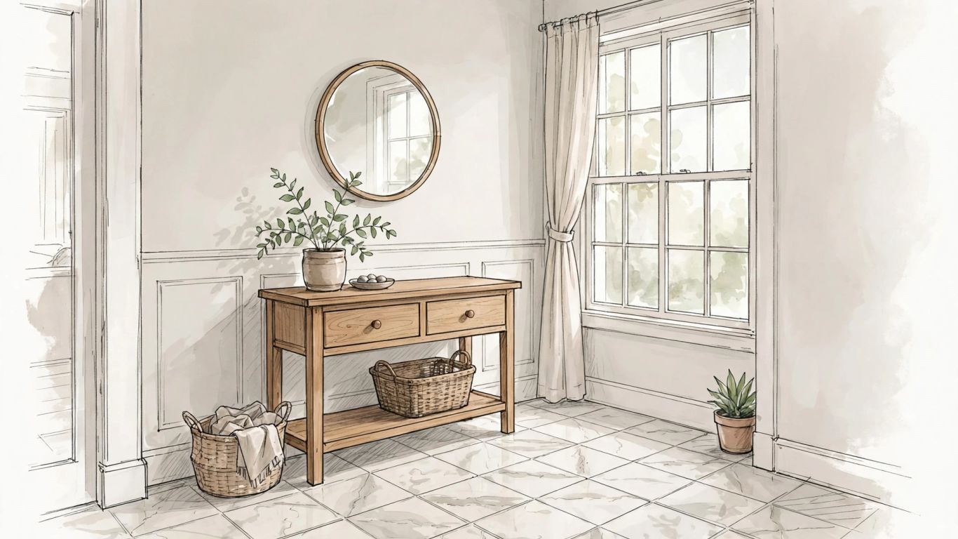 Marble entryway floor in a bright home