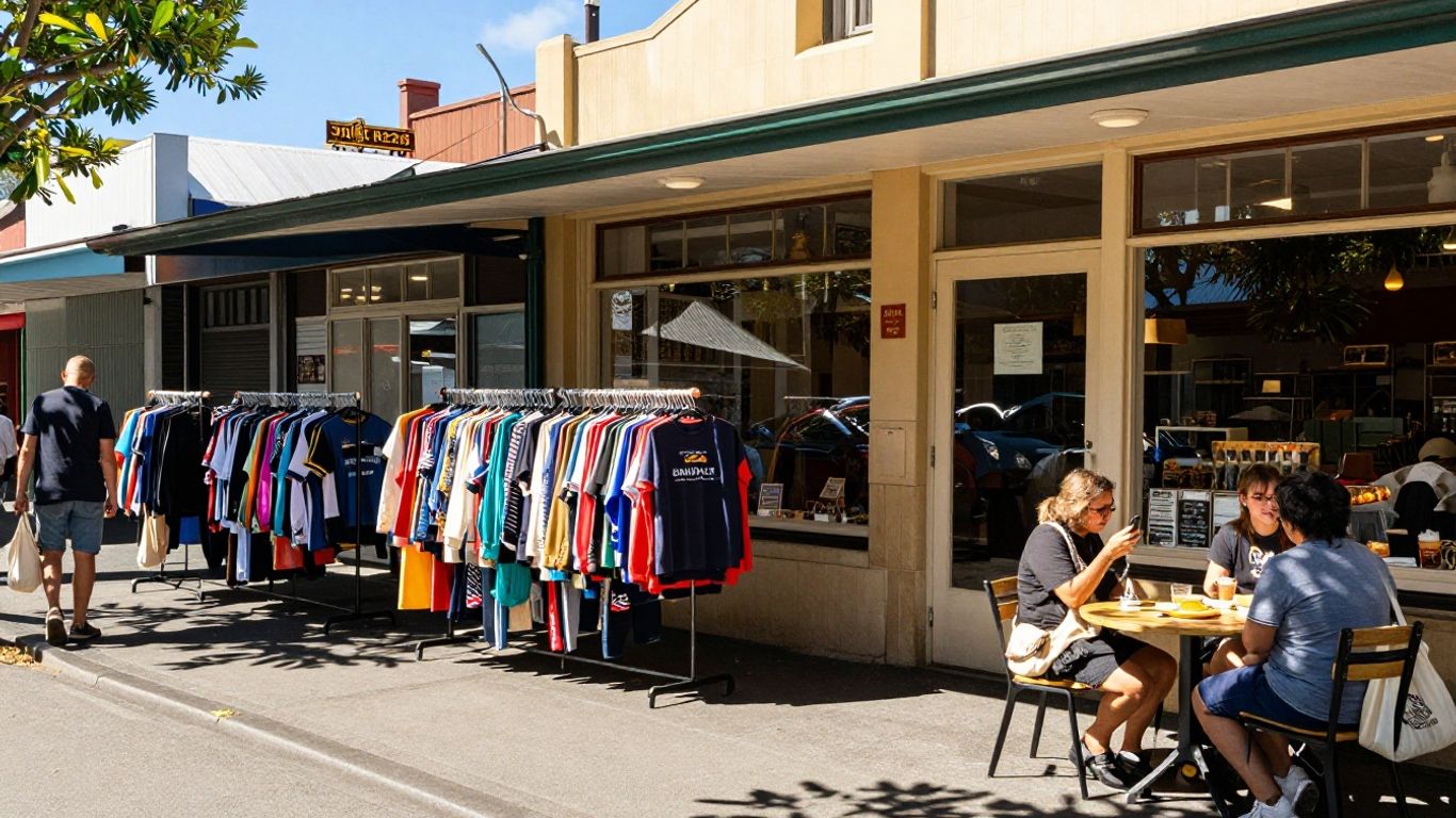 Colourful second-hand fashion on Prahran streets