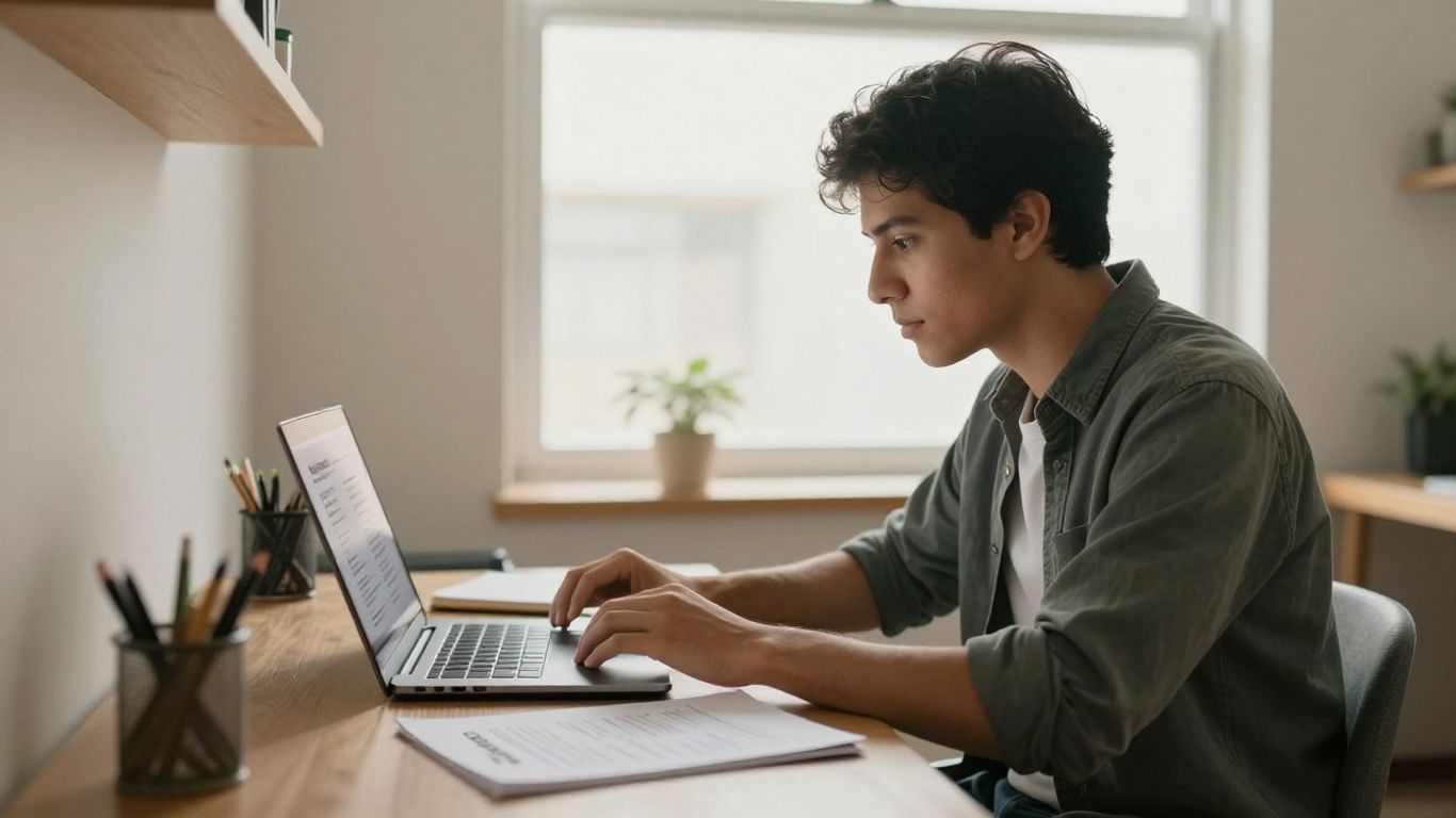 Persona revisando vacantes en su computadora