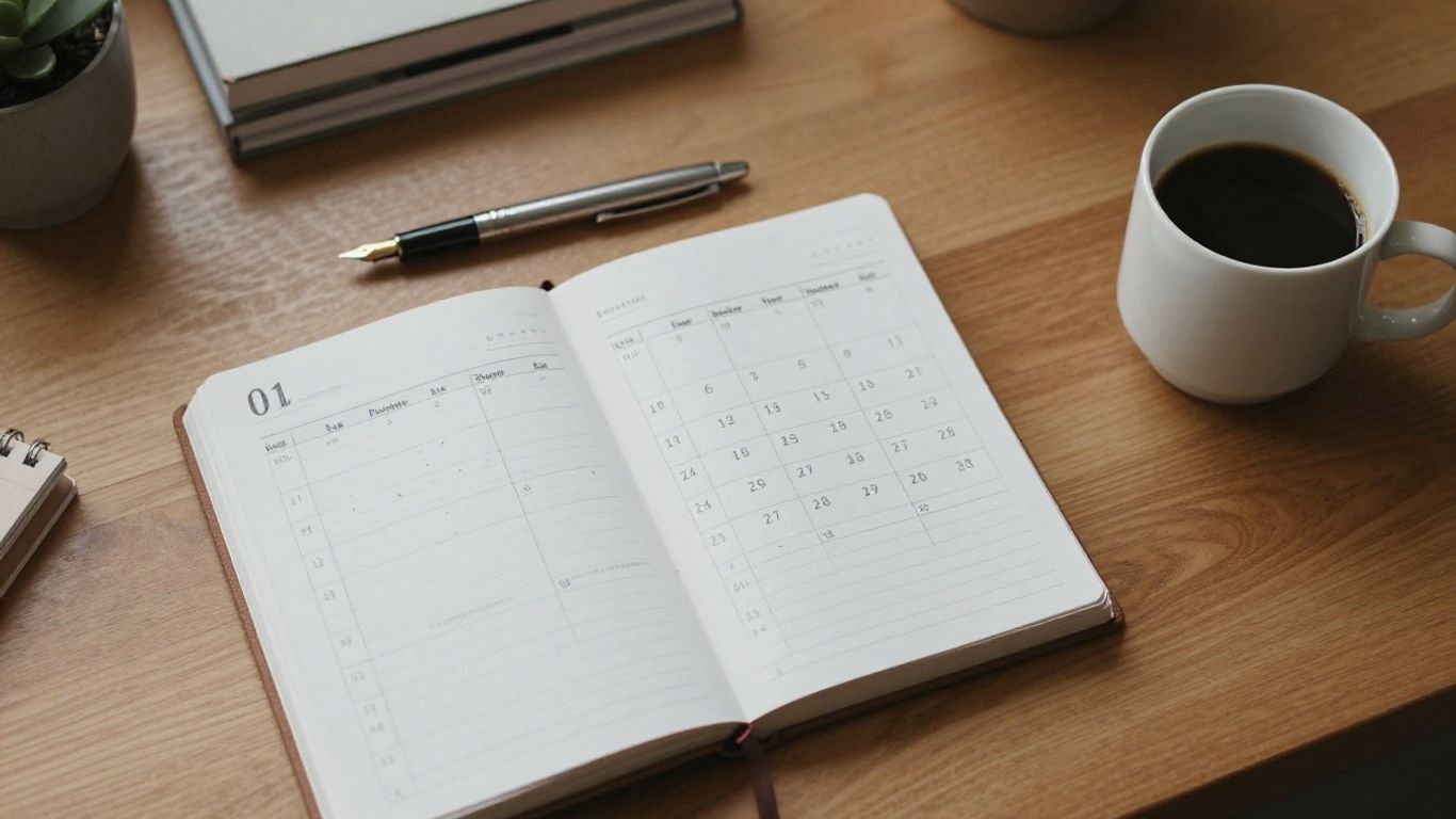 Planificación de agenda con café y calendario