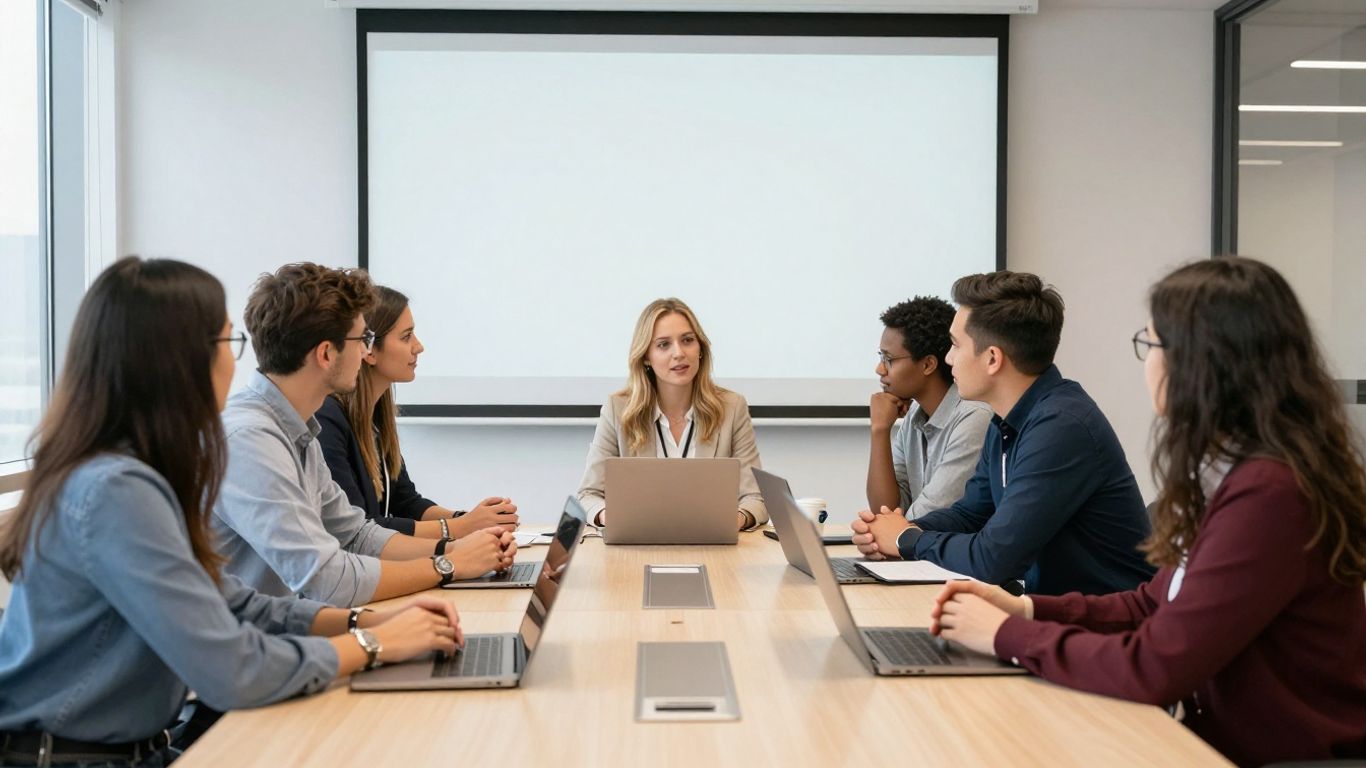 Team working in a modern office with [Phoebe Gates].