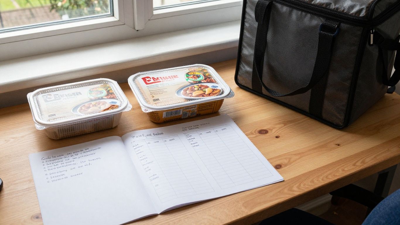 Student comparing Indian meal boxes at home