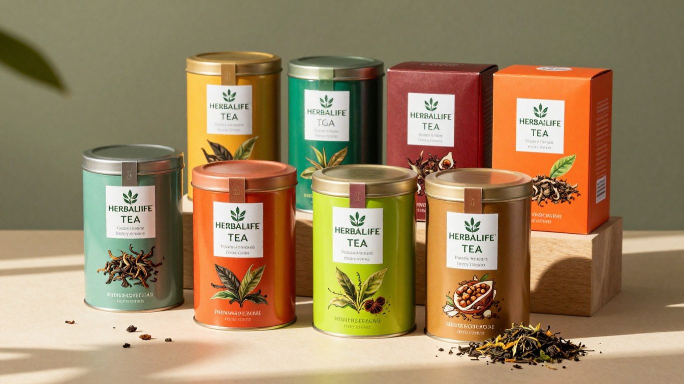 Herbalife tea products and packaging