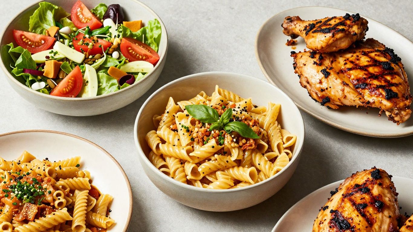 Savory gluten-light dishes on a table