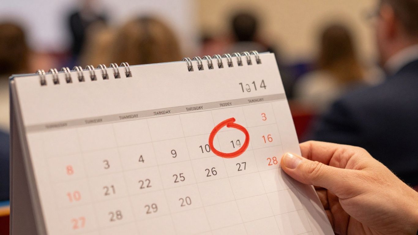 Hand circling a date on a calendar.