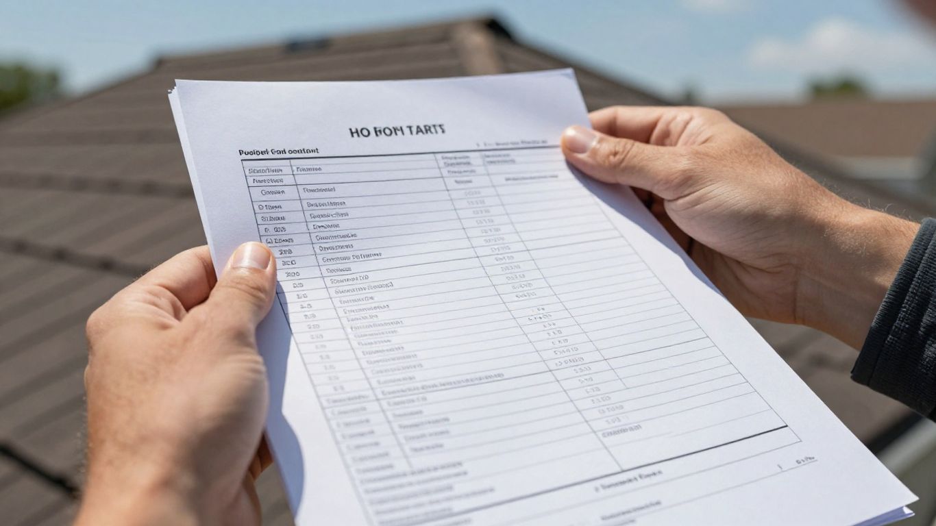 Homeowner reviewing a roofing quote document.