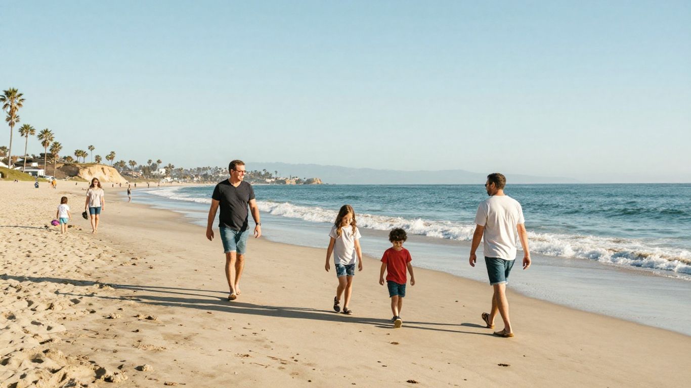 Children exploring a sunny San Diego beach