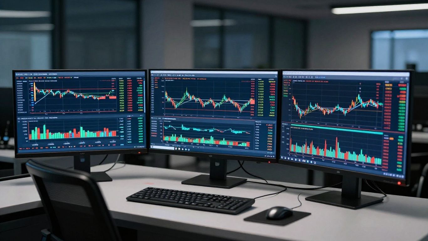 Trading desk with multiple screens