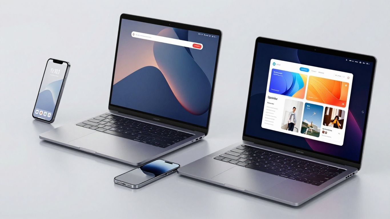Responsive website design on multiple devices.