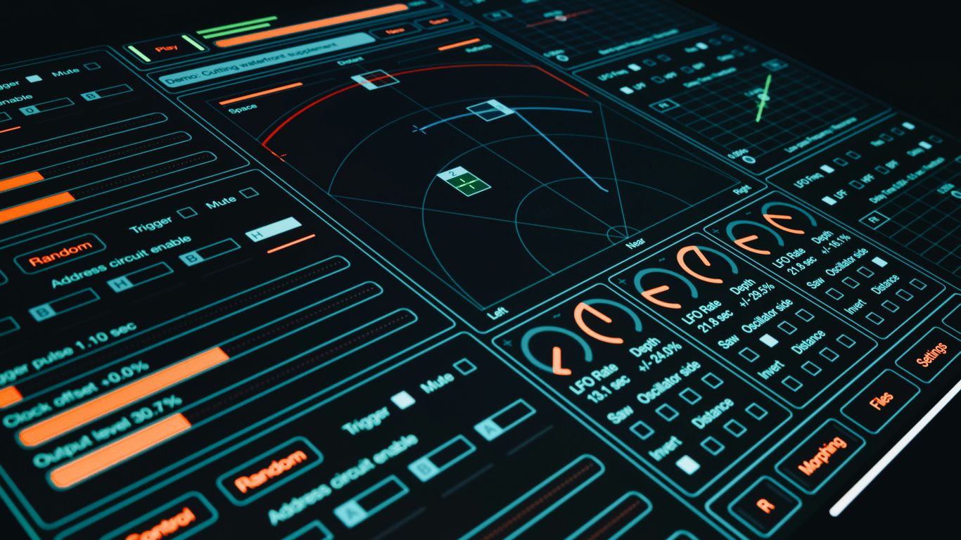 A close up of a control panel in a dark room